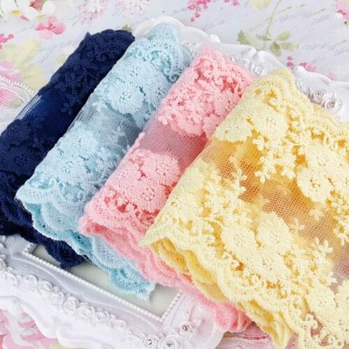 Hot sale Beautiful (1 meters/lot) Lace Ribbon Tape 12CM Quality Lace Trim DIY Embroidered Lace For Sewing Decoration accessories