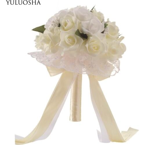 YULUOSHA Artificial Wedding Bouquet Colorful Handmade Wedding Pearl Flowers Bridal Bouquet Mariage Wedding Decoration