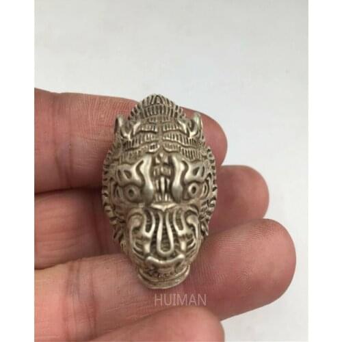 China Old Antique Miao Silver Handmade Lucky Tiger 19mm Ring