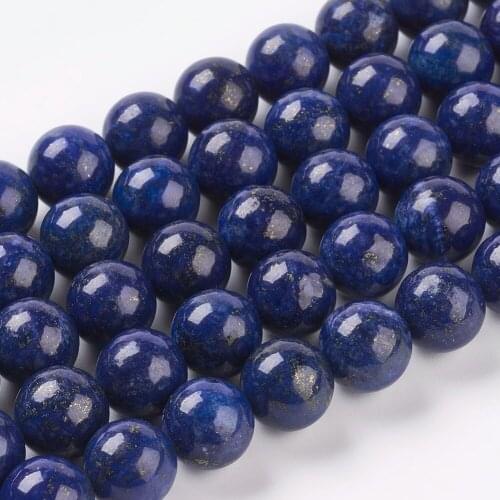 5 Strands Round Natural Dyed Lapis Lazuli Beads Strands Bracelets Blue 4/6/8/10/12/14mm,Hole: 1mm,7.6" F70