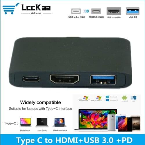 LccKaa USB C 4k Type c to HDMI-compatible usb3.0 Audio video Converter With PD Fast charger for Macbook pro Samsung s9 s10