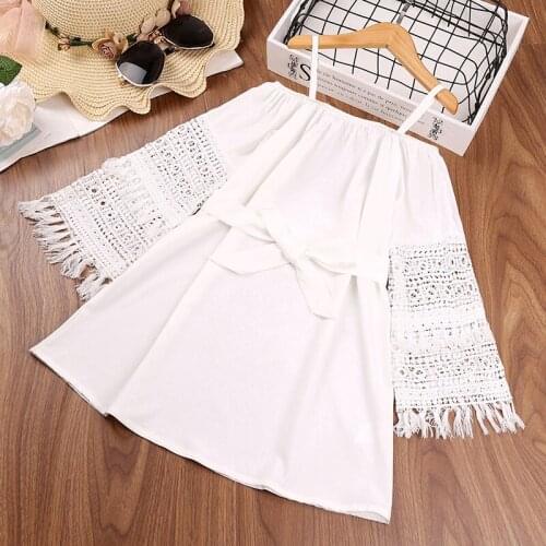 Summer Girls White Dresses Girls Sling Sleeveless Backless Elegant Weddding Party Dress Children Holiday Sundress Girl Dress