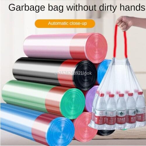 Drawstring Garbage Bag Household Thickened Vest Portable Wholesale Price Large Disposable Black Color Plastic Bag