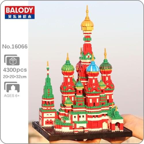 Balody 16066 World Architecture Saint Basils Cathedral Church Model Mini Diamond Blocks Bricks Building Toy for Children no Box