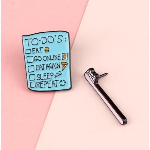 Trendy Toothbrush Enamel Pin Cute Custom Repeat to do’s List Lapel Brooches Bag Shirt Cartoon Badge Jewelry For Kid Friends Gift