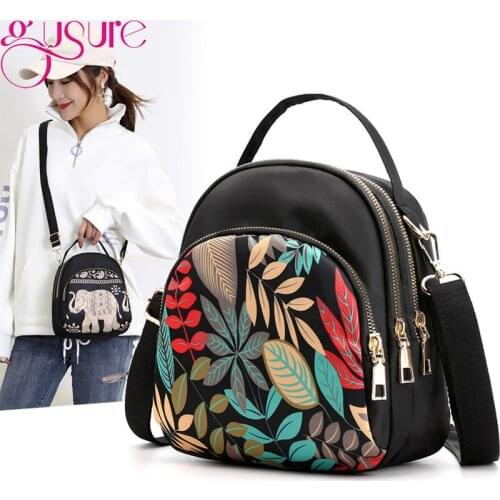 Gusure Fashion Teenage Girl Mini Backpack Shoulder High Quality Nylon Travel Crossbody Pack Women Handbag Purse Mochila Feminina