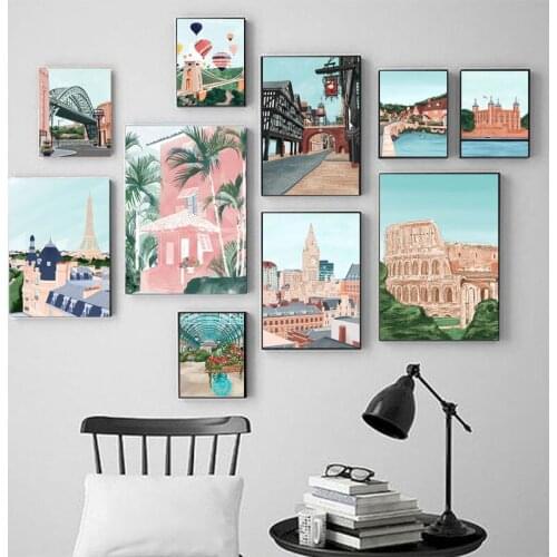 Famous city landscape posters and prints, living room decoration painting canvas, home decoration painting art