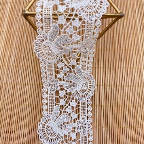 Hollow Water-Soluble Lace Trim Sequins Polyester DIY Sewing Dress Fabrics Lace For Decoration V2874