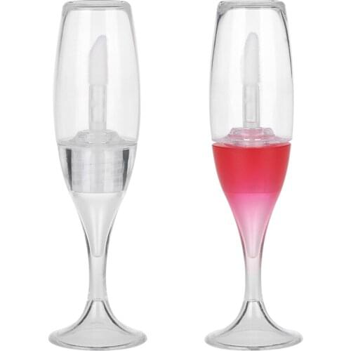 5pcs Creative Mini Wine Glass Shaped Empty Lip Gloss Tube Mini Refillable Plastic Bottles Lip Glaze Container Travel Accessories