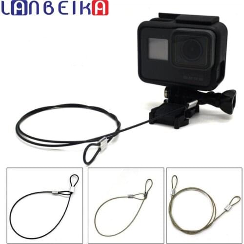 LANBEIKA Stainless Steel Safety 60cm Tether Lanyard Strap for GoPro Hero 9 8 7 6 5 4 SJCAM SJ4000 SJ5000 SJ6 SJ9 SJ8 DJI YI