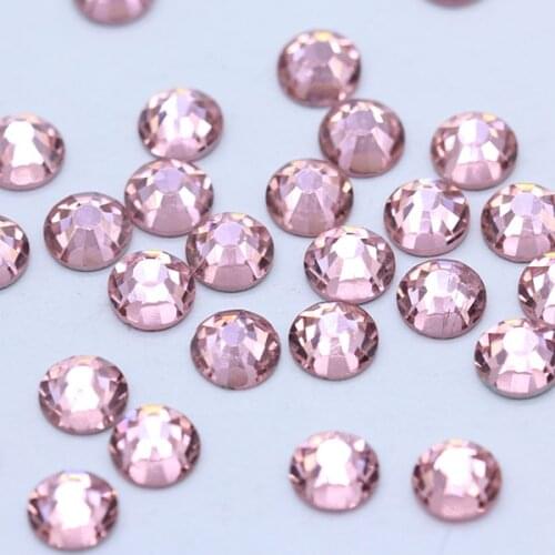 SS3-SS34 lt pink flat glass gems non hotfix crystal nail glue Diy dance shoes bag stick drill beads