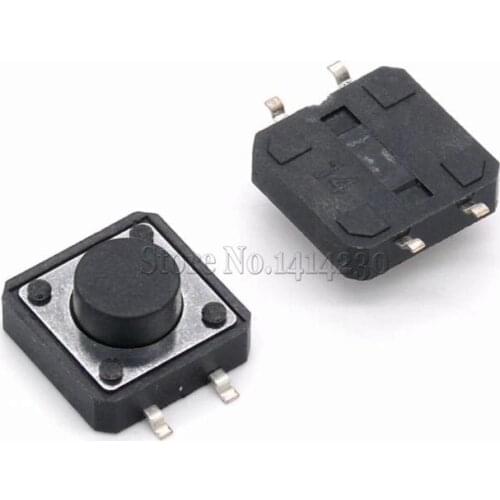 100Pcs 12*12*6mm 12*12*6H Tactile Push Button Switch SMD 4pins