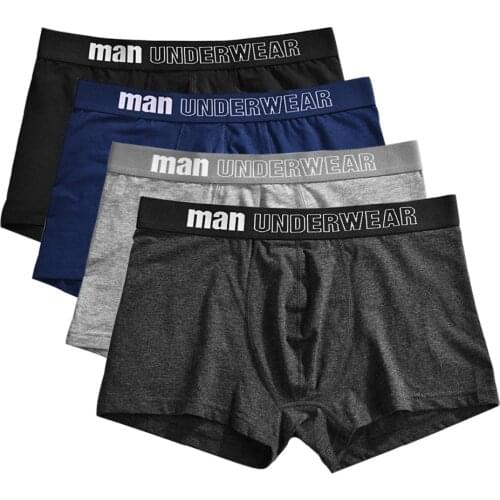 4 pcs/lot Male Boxer Underwear Men Cotton Man Boxershort Breathable Solid Flexible Shorts Boxers Underpants Mens Panties