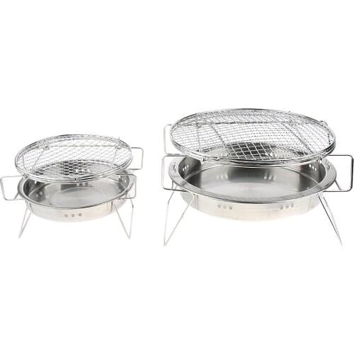 Camping Stove Wood Charcoal Stove Grill Backpacking Portable Stainless Steel Wood Burning Stove with Nylon Carry Bag