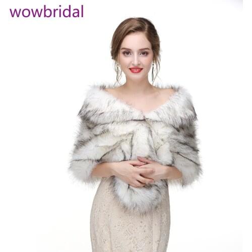 WOWBRIDAL Warm Faux Fur Winter Bridal Cape Wedding Cloaks Party Wraps Jacket Wrap Boleros De Encaje Boleros De Mujer
