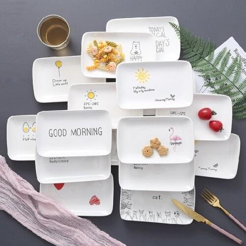 Japanese creative ceramic plate irregular home breakfast plate dinner plate cake dessert plate rectangular sushi plate LB51405