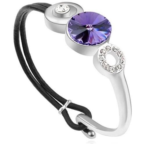 Women fashion crystal leather vintage style bracelets bangles luxurious banquet party jewelry