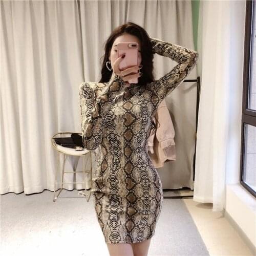 Wenfly Women Dresses Vintage Bohemian Printing New Fashion Half High Collar Long Sleeve Sheath A-line Mini Dress Femme