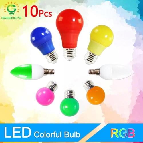 10pcs Bulb Lamp Bomlillas E27 3W Colorful Lampada Ampoule RGB Led Light SMD 2835 Flashlight Home Decor AC 220V Globe Bulbs Home