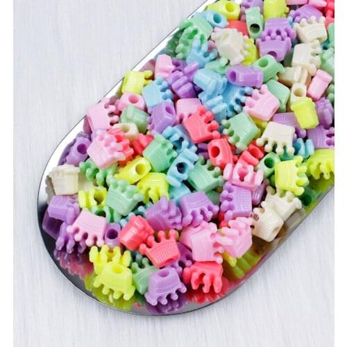 100/200/300/500Pcs Acrylic Beads 10mm Large Hole Crowm Loose Beads for Jewelry Making DIY Handmade Bracelets Necklace Accesory