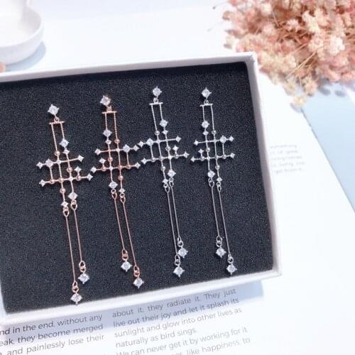 2019 New Korean Geometric Hollow Luxury Full Rhinestone Irregular Long Drop Dangle Earrings for Women Jewelry Pendientes 6A4025