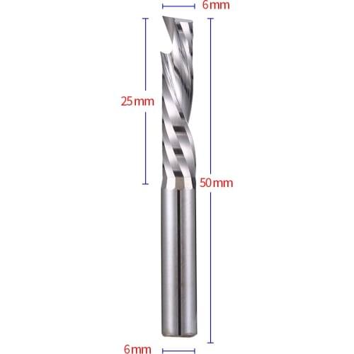 20Pcs 6x25x50L One Single Spiral Flute Carbide Up & Down Cut FOR CNC Milling Cutting Tools