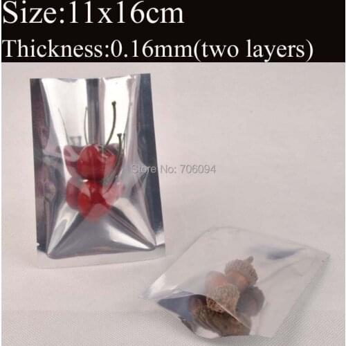 300pcs 11*16cm(4.3''*6.3'') Clear silver Aluminum Foil Bag,Heat seal silver Aluminum bag visiable tea packing plastic bag