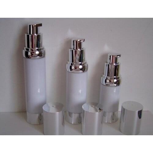 40ml airless bottle white body silver pump silver lid silver bottom used for serum/foundation/lotion/emulsion Cosmetic Packaging