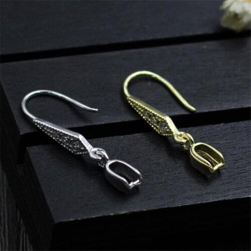 5Pair Gold Color CZ Zircon Ear Wire Hook Earrings Findings For Nickle Free Components 925 Sterling Silver DIY Jewelry Findings