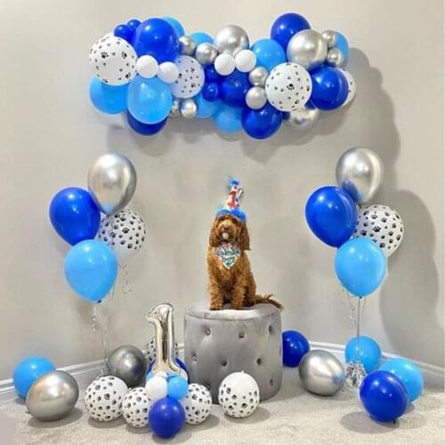 63pcs/lot Paw Balloon Garland Kit 12inch Cartoon Dog Globos Birthday Party Decorations Kids Toys With 16inch Silver Number Ball