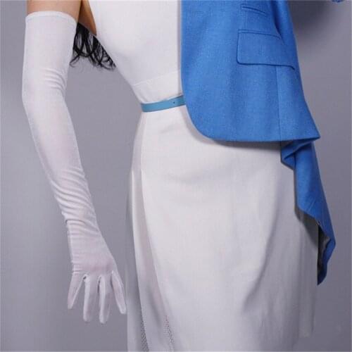 Velvet Long Gloves 60cm Long Pure White Female Models High Elastic Velvet Gold Velvet Touch Screen RBS60
