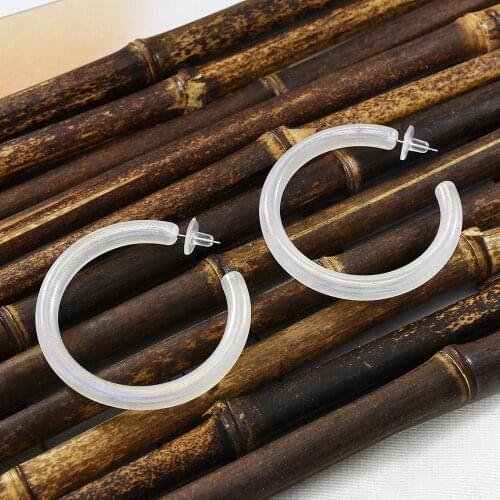 Unique White Acrylic Hoop Earrings for Women Ladies Big Circle Earring Cocktail Party Wedding Jewelry Gift oorbellen