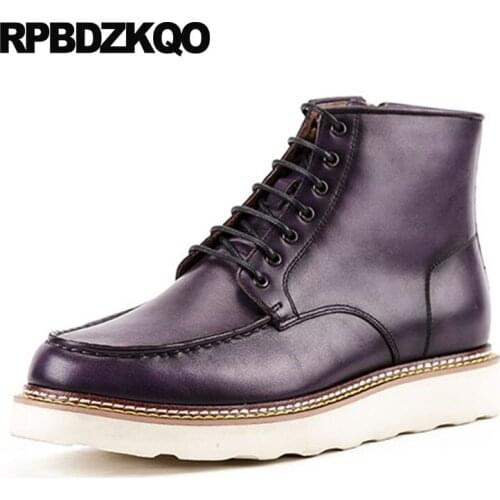 Booties fall combat army genuine leather military autumn zipper full grain shoes business luxury mens winter boots warm fur