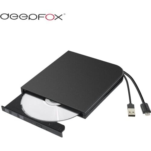 Deepfox Type C USB 3.1 External DVD CD RW DVD Burner Writer Optical Drive For Laptop Netbook Notebook PC Black