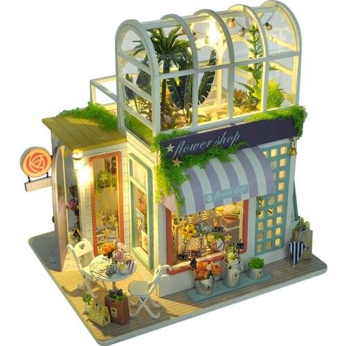 DIY Wooden Doll House Garden Casa Villa With Furniture Light Cute Dollhouse for Girls Assembled Toys for Children Birthday Gifts