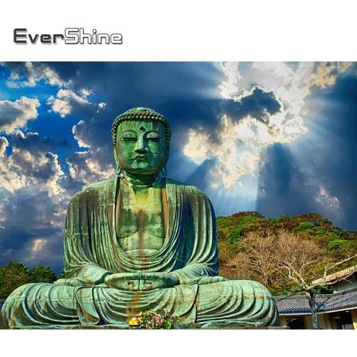 Evershine Diamond Painting Religion Full Square Drill Mosaic Embroidery Cross Stitch Kit Diamond Mosaic Buddha Zen Wall Stickers