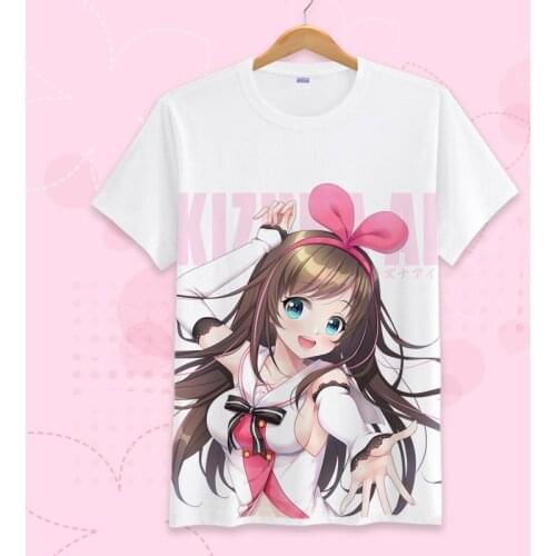 Virtual YouTuber Kizuna AI Cosplay T Shirt Short Sleeve Summer T-Shirt Japanese Anime Cartoon Top Tee Halloween Cosplay Costume
