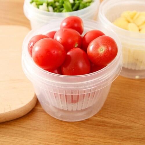 Hot Drain Fresh Box Sealed Kitchen Vegetable Plastic Food Storage Box Refrigerator Storage Green Onion Drain Box 10 Pcs