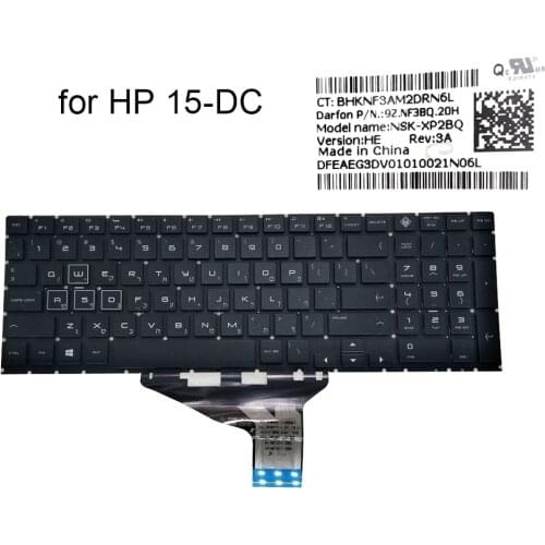 RGB Hebrew backlit keyboard for HP OMEN 15-DC 15-DH 15-dc0001tx 15-DC0020NR HB laptop keyboards colorful backlight 9Z.NF3BQ.20H