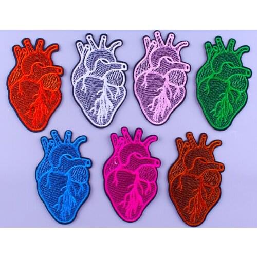 Colorful Heart Patches Embroidered Patches For Clothing Iron On Patches Stripe On Clothes Men Jacket Badge Apparel Applique DIY