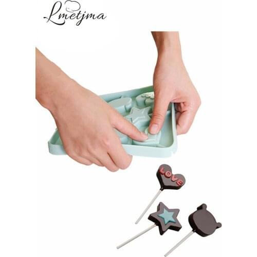LMETJMA 3D Lollipop Mould Silicone Lollipop Molds DIY Chocolate Candy Lollipop Molds For Kid Baking Tools KCBII012601