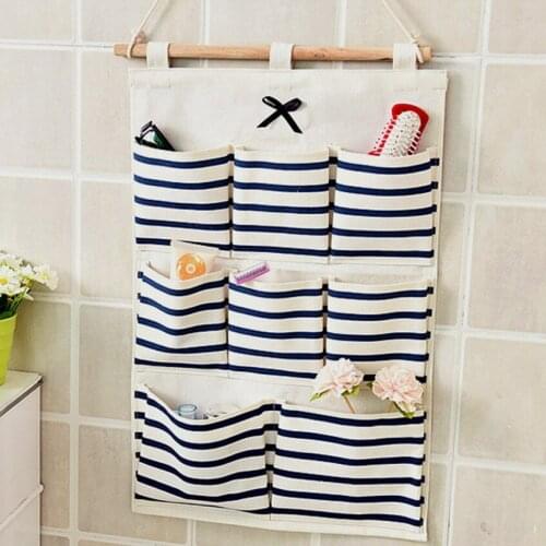 Linen Wall Clothes Hanging Bag Makeup Cosmetic Sundries Organize box Kitchen Bathroom Storage bags Tool
