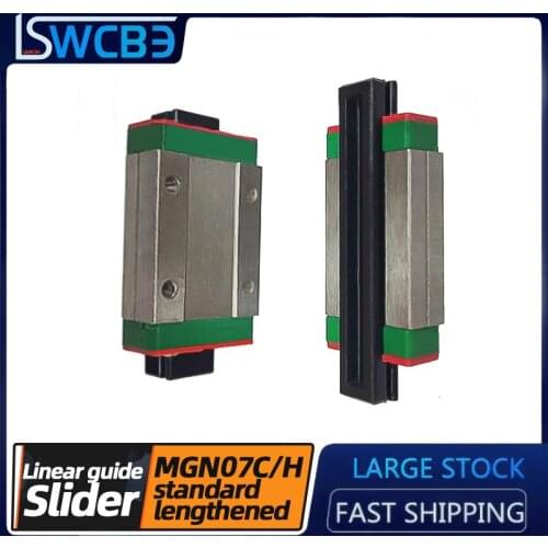 Miniature Linear Guide Standard Square Slider Slide Rail Linear Rail Bearing MGN7C/MGN7H Slider, Stainless Steel Wide Type