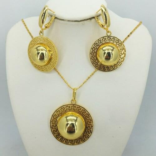 Fashion Dubai gold jewelry set African bridal wedding gift for women Saudi Arabia Necklace Earrings collar jewelry