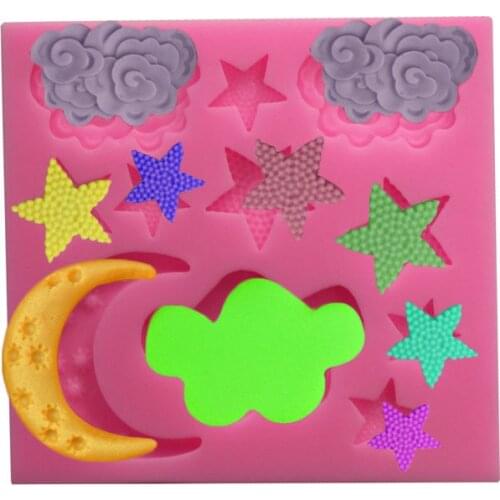 Moon stars propitious clouds shape Silicone Mold for fondant cake clay Resin gumpaste Chocolate DIY baking gift decoration tool