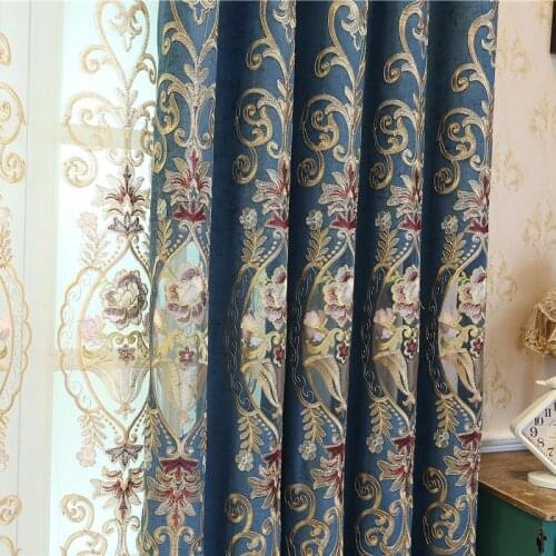 Delicate embroidery retro villa high-grade embroidered curtains curtains bedroom living room curtains