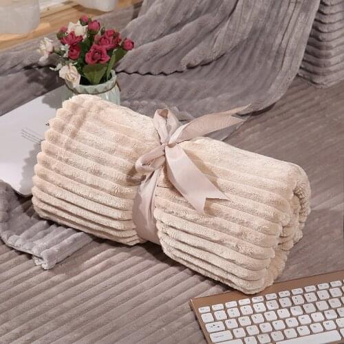 Solid Color Flannel Blanket Super Warm Soft Blankets Throw On Sofa/Bed/ Travel Air Conditioning Blanket Bedspread Textile Home