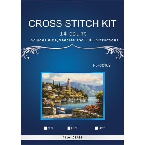 Oneroom Seaside view Embroidery Needlework Crafts 14CT Unprinted DMC DIY Quality Cross Stitch Kits Handmade Arts Decor