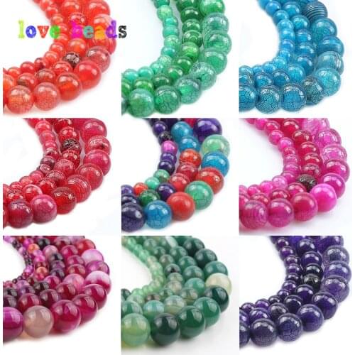 Wholesale Blue Stripe Fire Dragon Veins Agates Round Beads for Jewelry Making Natural Stone Beads Onyx DIY Bracelet 6/8/10mm