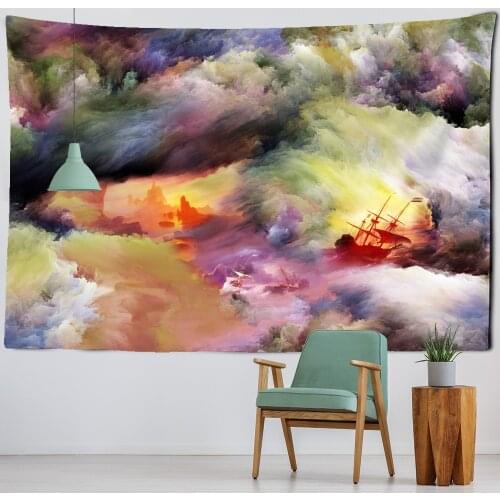 Sailing In The Clouds Mirage Tapestry Colorful Clouds Celestial Hippie Carpets Dorm Decor Psychedelic Witchcraft Wall Hanging
